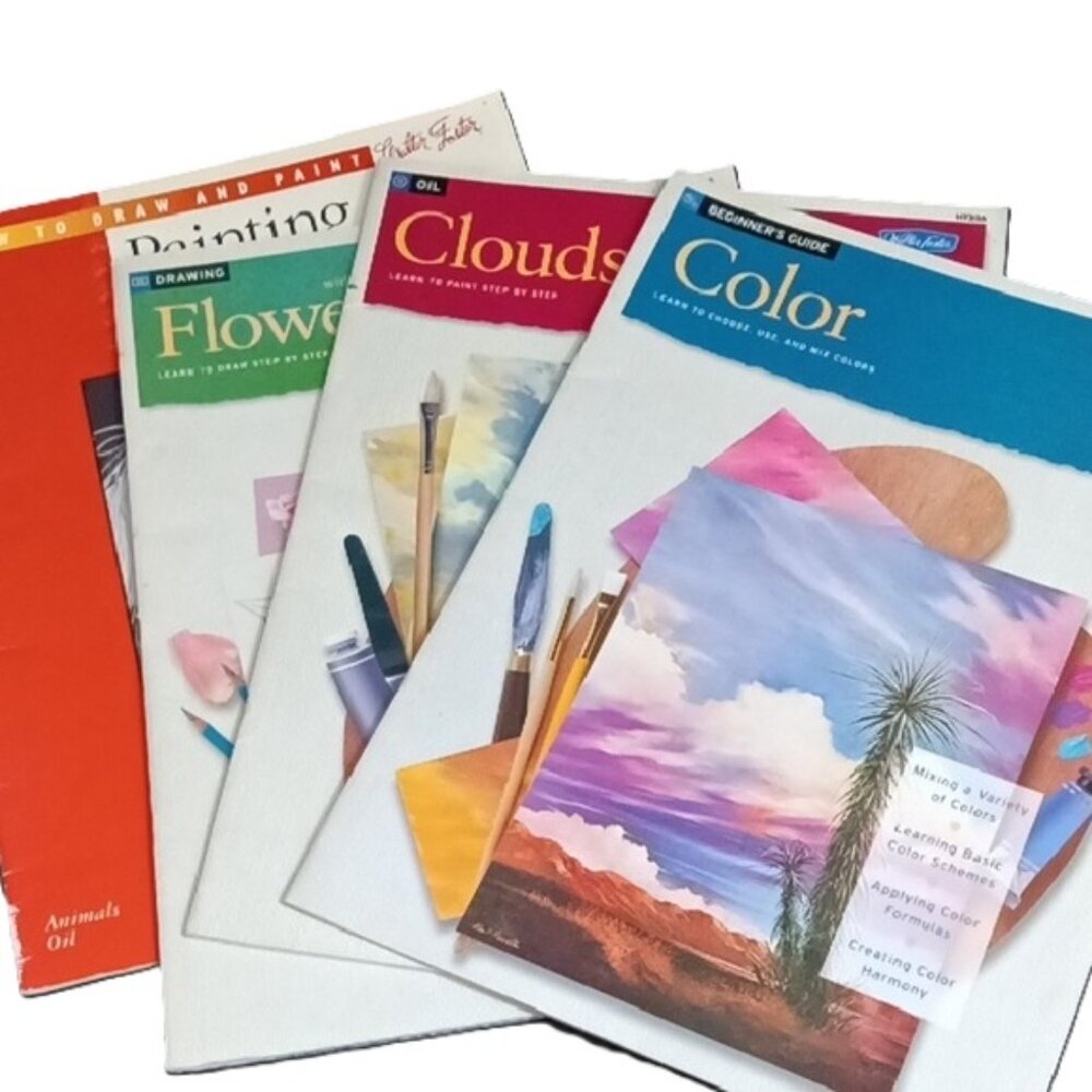 Vintage Set of 4 Paperback Art Instruction Book Set Walter Foster Publishing